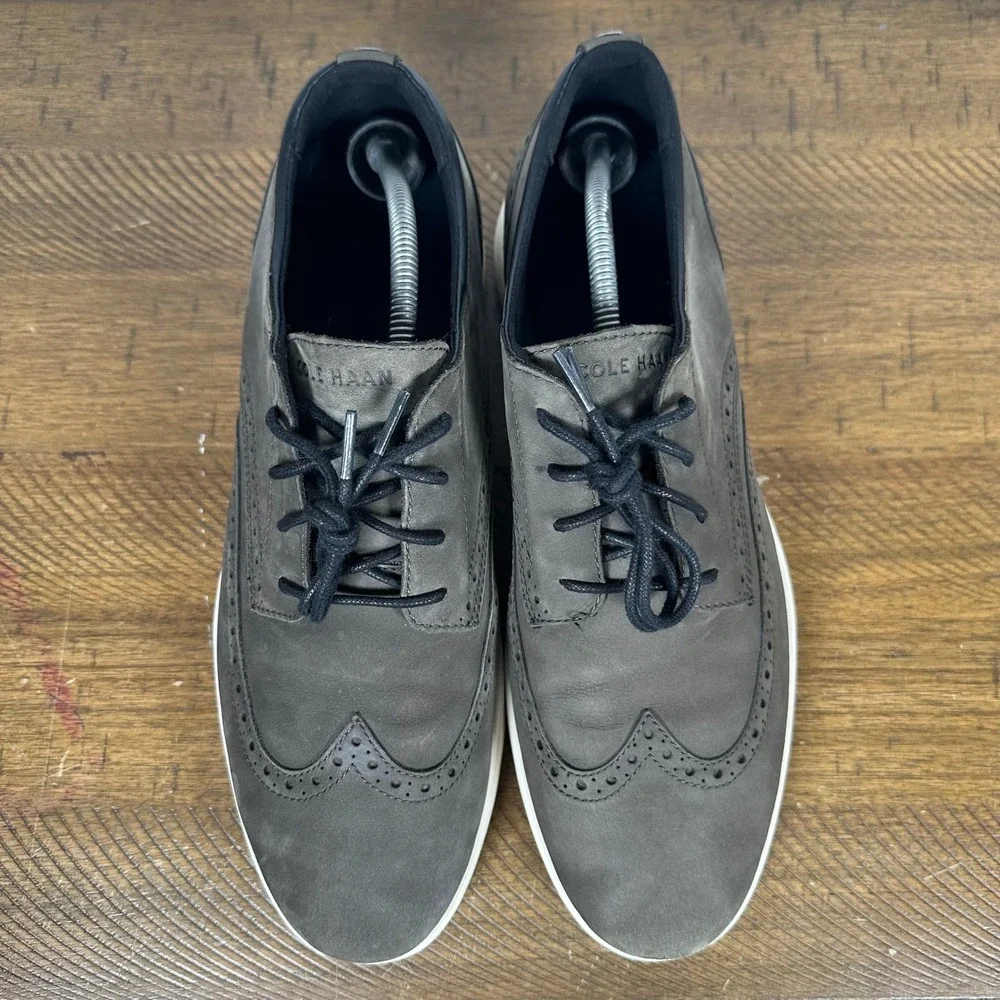Cole Haan Shoes Mens 12 Green Gray Grand Plus Essex Wedge Wingtip Oxford Dress